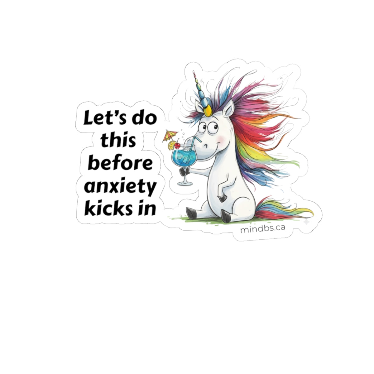 Let's do this before anxiety kicks in, Whimsical Unicorn Stickers, Fun Laptop Decals, Quirky Party Favors, Creative Gift for Kids and Adults