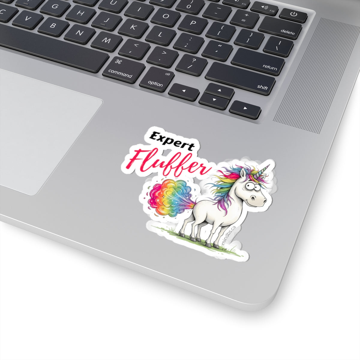 Expert Fluffer, Colorful Unicorn Laptop Decal, Quirky Gift for Friends, Motivational Sticker