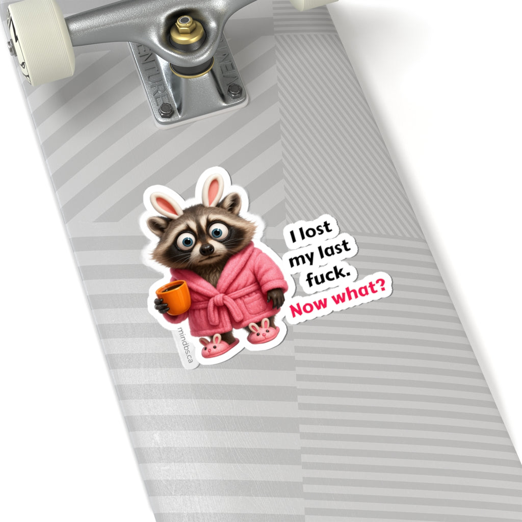 I lost my last f*ck Funny Raccoon Kiss-Cut Stickers, Cute Animal Decor, Laptop Stickers, Gift for Friends, Humorous Office Supplies