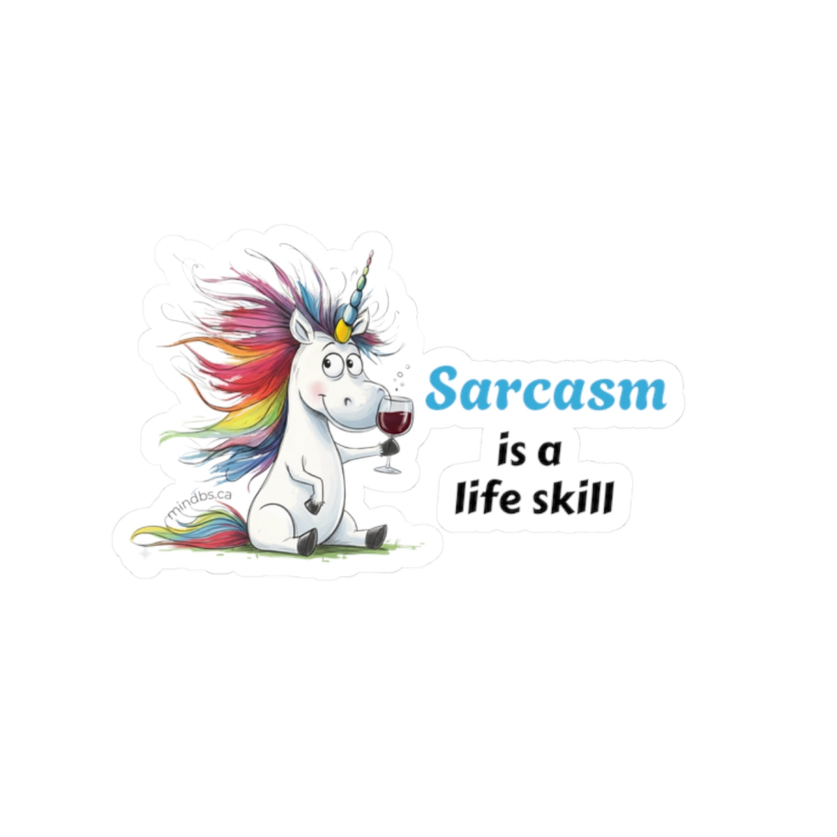 Sarcasm is a Life Skill, Colorful Unicorn Laptop Decal, Quirky Gift for Friends, Motivational Sticker