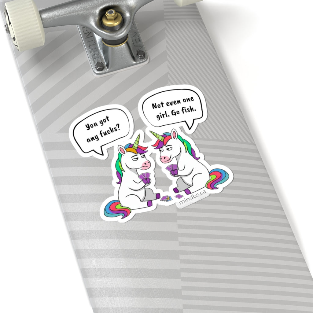 Got any fucks? Whimsical Unicorn Kiss-Cut Stickers, Funny Unicorn Decals, Quirky Laptop Stickers, Sassy Gift for Friends, Playful Home Decor