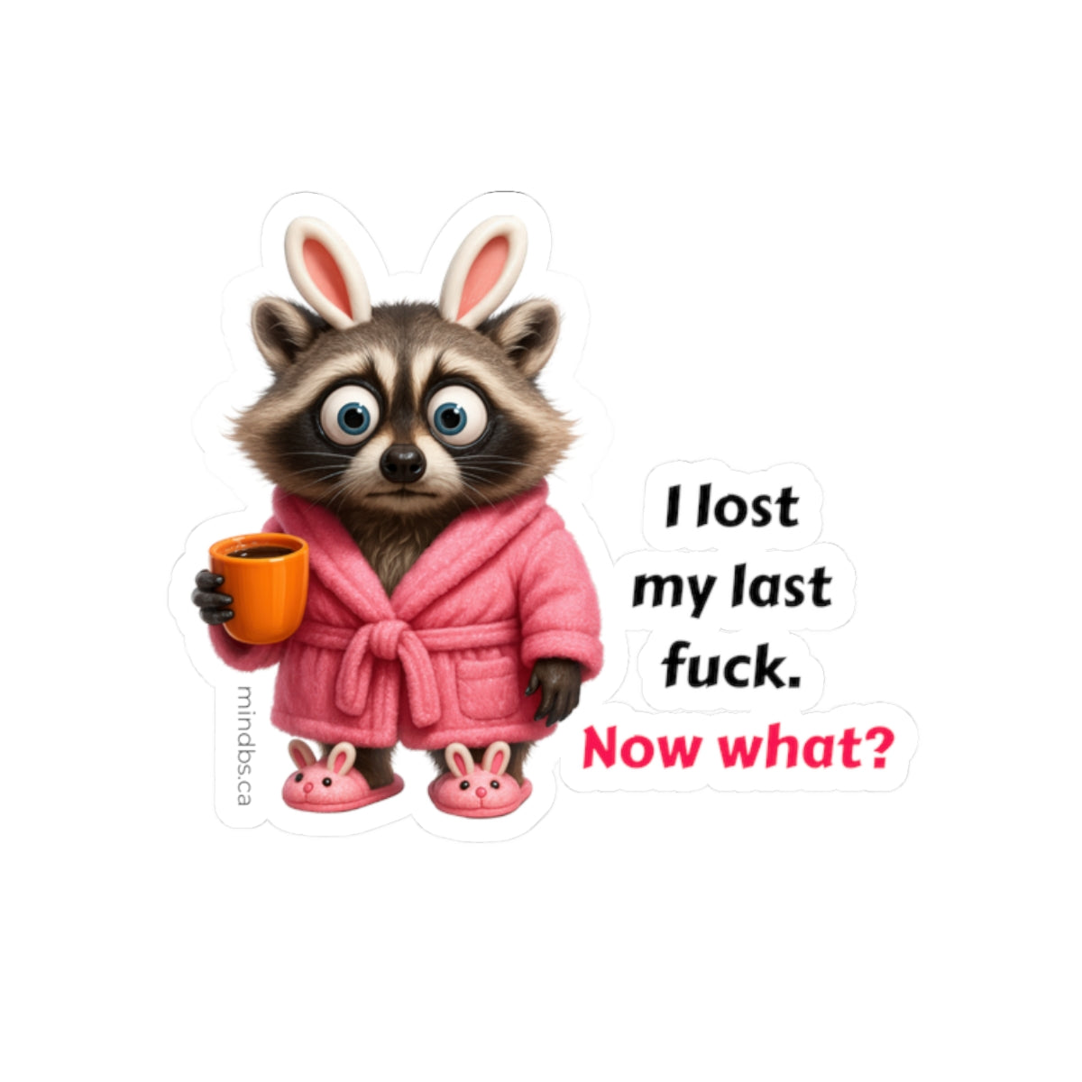 I lost my last f*ck Funny Raccoon Kiss-Cut Stickers, Cute Animal Decor, Laptop Stickers, Gift for Friends, Humorous Office Supplies