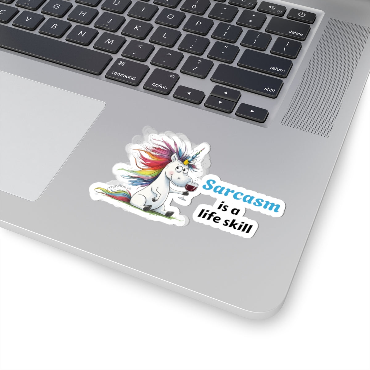 Sarcasm is a Life Skill, Colorful Unicorn Laptop Decal, Quirky Gift for Friends, Motivational Sticker