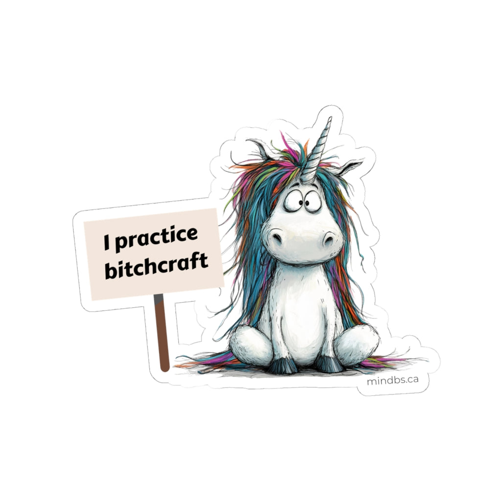 I Practice Bitchcraft, Whimsical Unicorn Kiss-Cut Stickers | Cute Gift, Planner Decor, Laptop Stickers, Craft Supplies, Party Favors