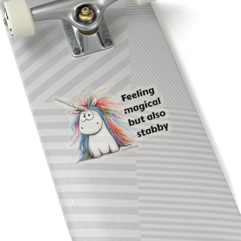 Feeling Magical but also Stabby, Whimsical Unicorn Kiss-Cut Stickers - Perfect for Laptops, Journals, Gifts, Party Favors, and Decor