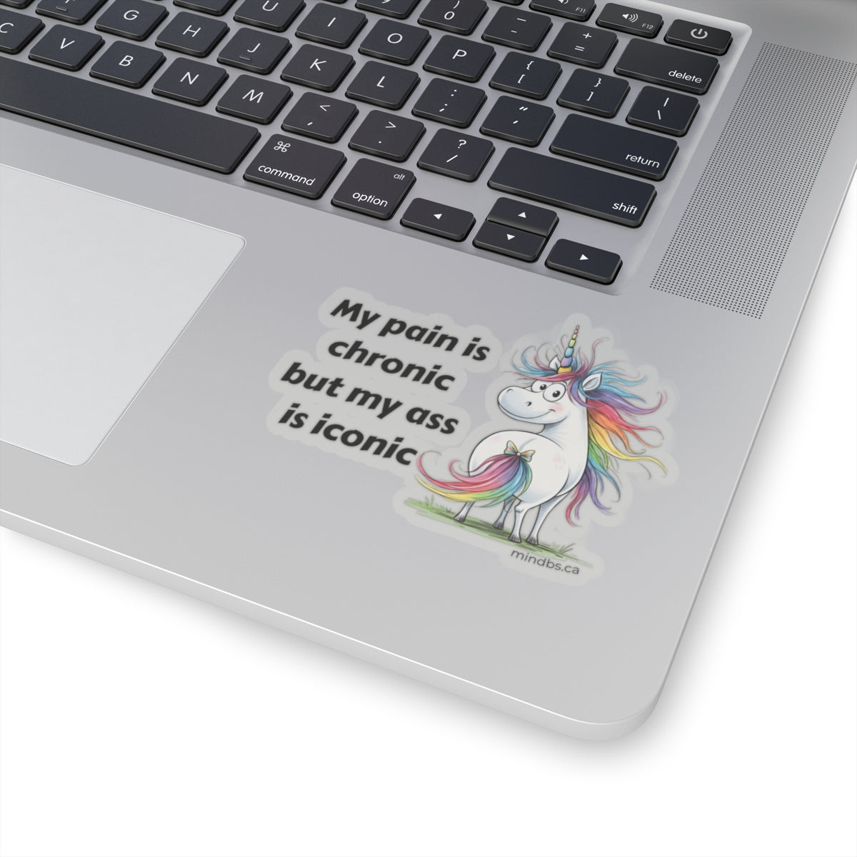 My pain is chronic but my ass is iconic, Whimsical Unicorn Stickers, Fun Laptop Decals, Quirky Party Favors, Creative Gift for Kids and Adults