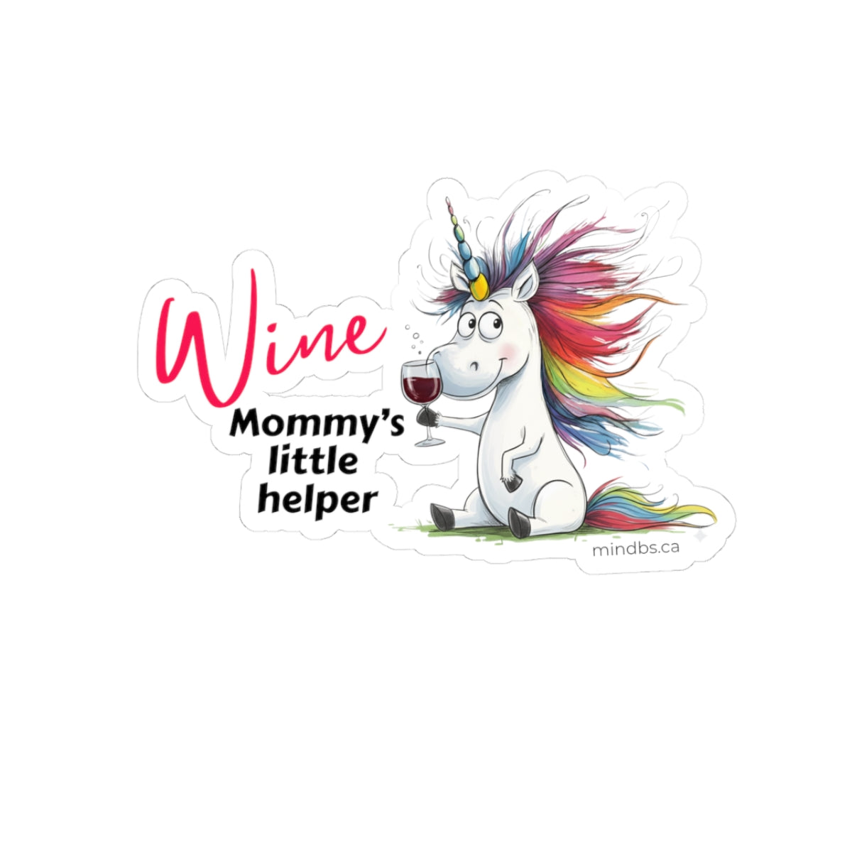 Wine Mommy's little helper Unicorn Kiss-Cut Stickers - Gift for friends