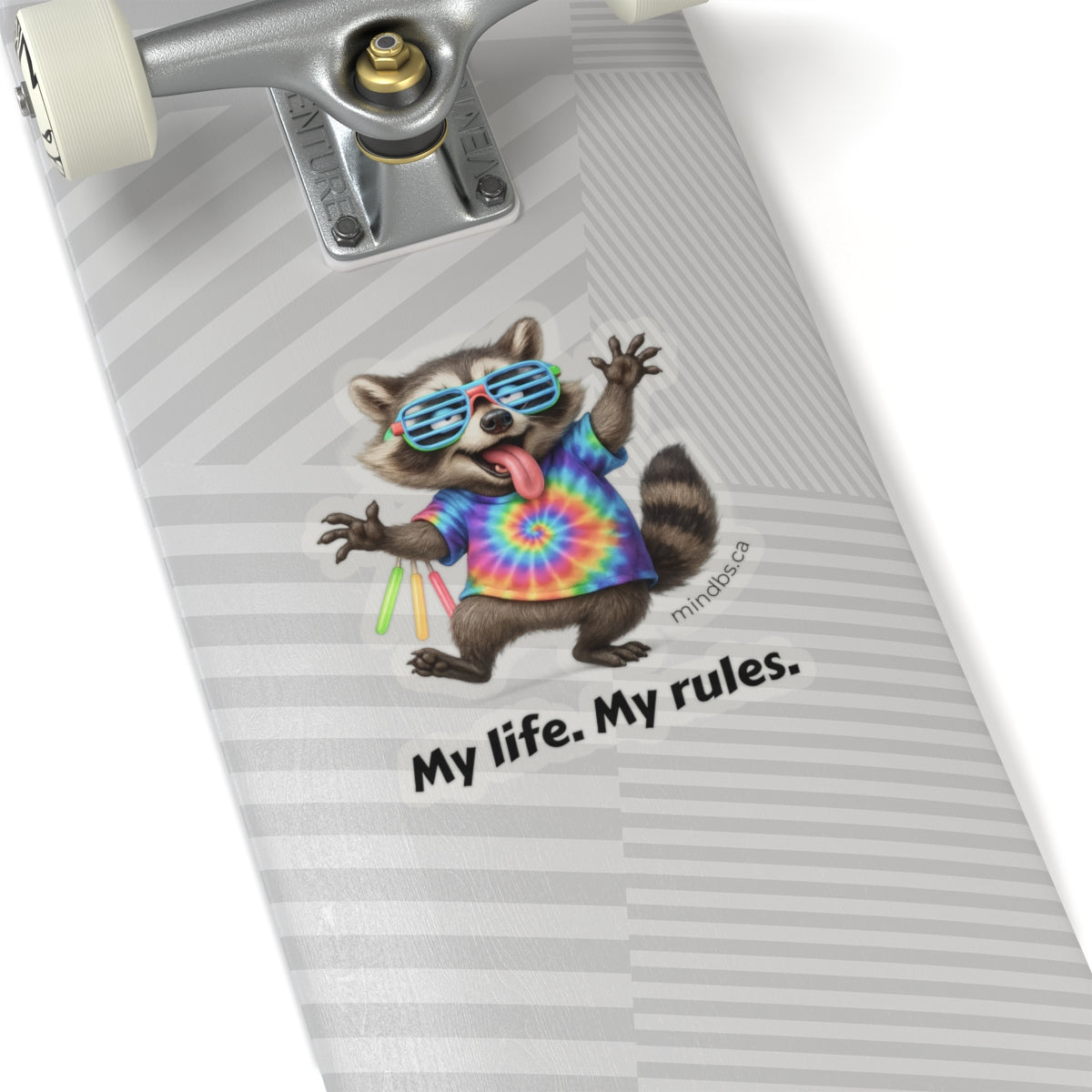 My Life, My Rules, Vibrant Raccoon Stickers, Fun Decals, Laptop Stickers, My Life My Rules, Colorful Art for Gifts, Kids Room Decor, Celebration Decor