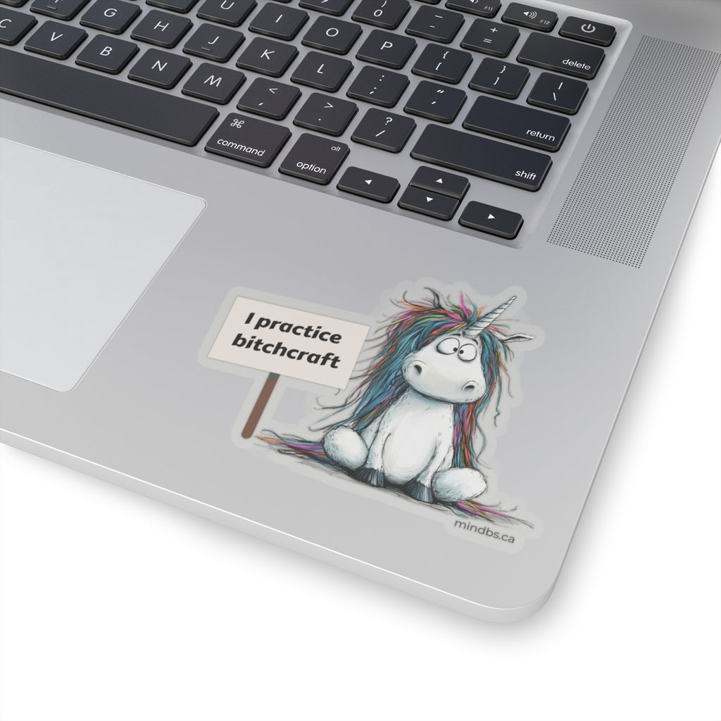I Practice Bitchcraft, Whimsical Unicorn Kiss-Cut Stickers | Cute Gift, Planner Decor, Laptop Stickers, Craft Supplies, Party Favors