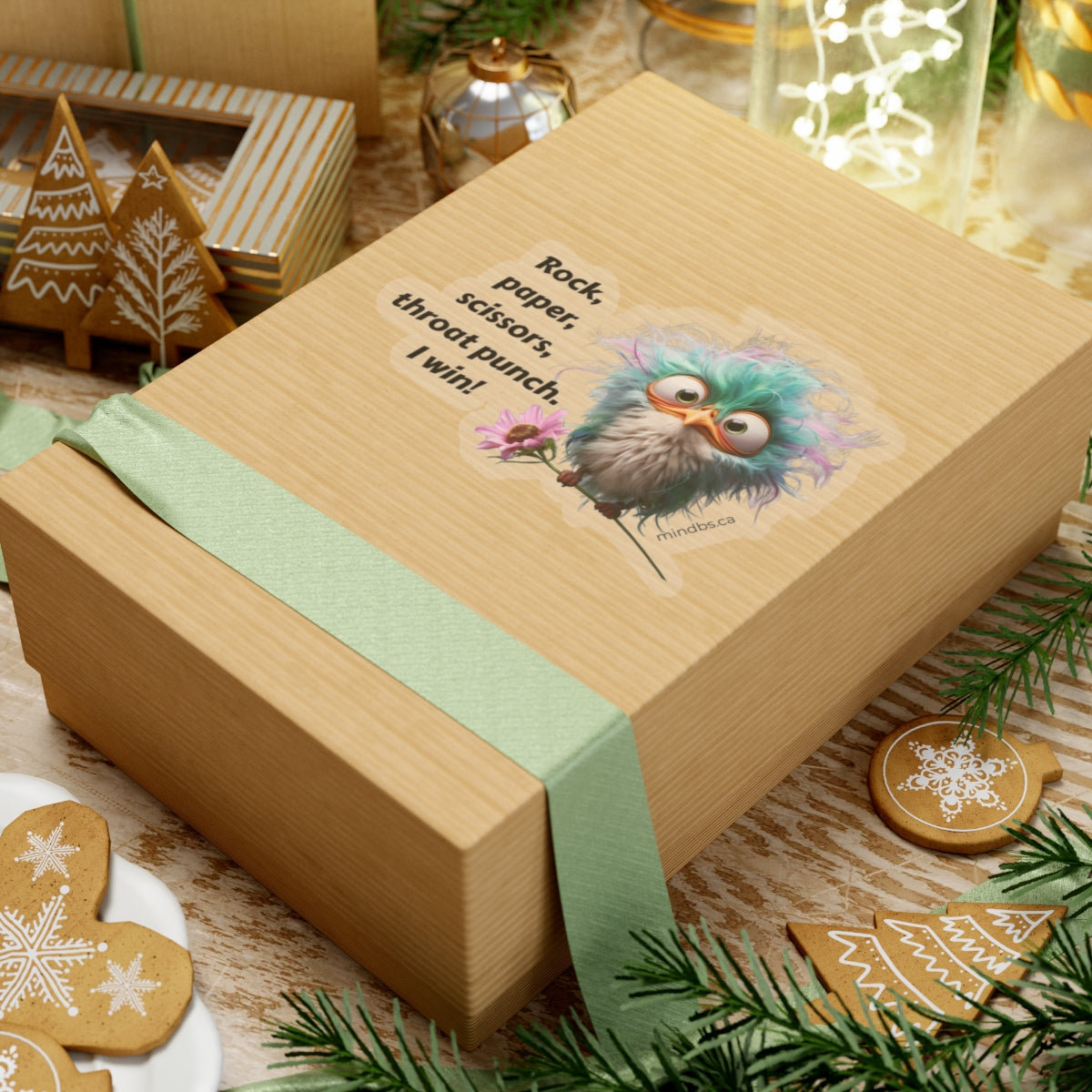 Rock, paper, scissors, throat punch, Whimsical Bird Kiss-Cut Stickers, Fun Laptop Decal, Unique Gift, Cute Nature Sticker, Quirky Home Decor, Playful Artwork