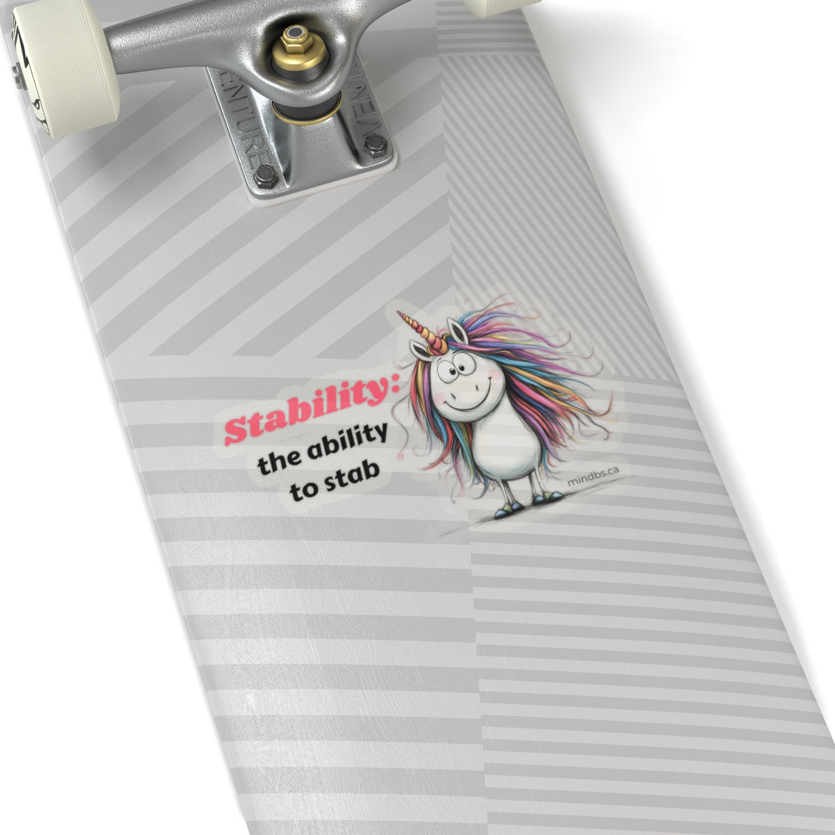 Stability the ability to stab, Colorful Unicorn Laptop Decal, Quirky Gift for Friends, Motivational Sticker