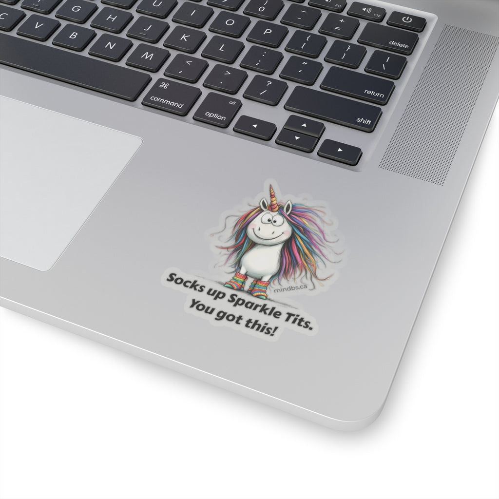 Socks up Sparkle Tits! You got this. Whimsical Unicorn Stickers, Motivational Decor for Laptops, Journals, and Scrapbooking, Fun Gifts for Friends