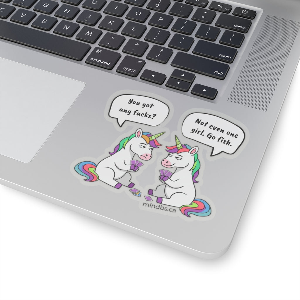 Got any fucks? Whimsical Unicorn Kiss-Cut Stickers, Funny Unicorn Decals, Quirky Laptop Stickers, Sassy Gift for Friends, Playful Home Decor