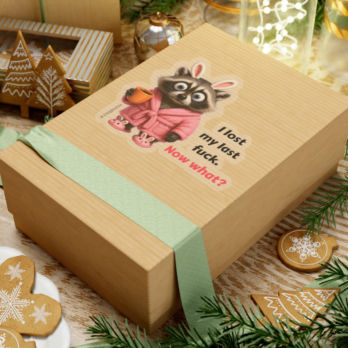 I lost my last f*ck Funny Raccoon Kiss-Cut Stickers, Cute Animal Decor, Laptop Stickers, Gift for Friends, Humorous Office Supplies