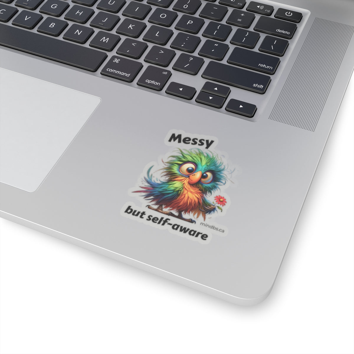 Messy but Self-Aware Bird Kiss-Cut Stickers | Colorful Decor, Fun Laptop Accessories, Cute Gift Ideas for Bird Lovers